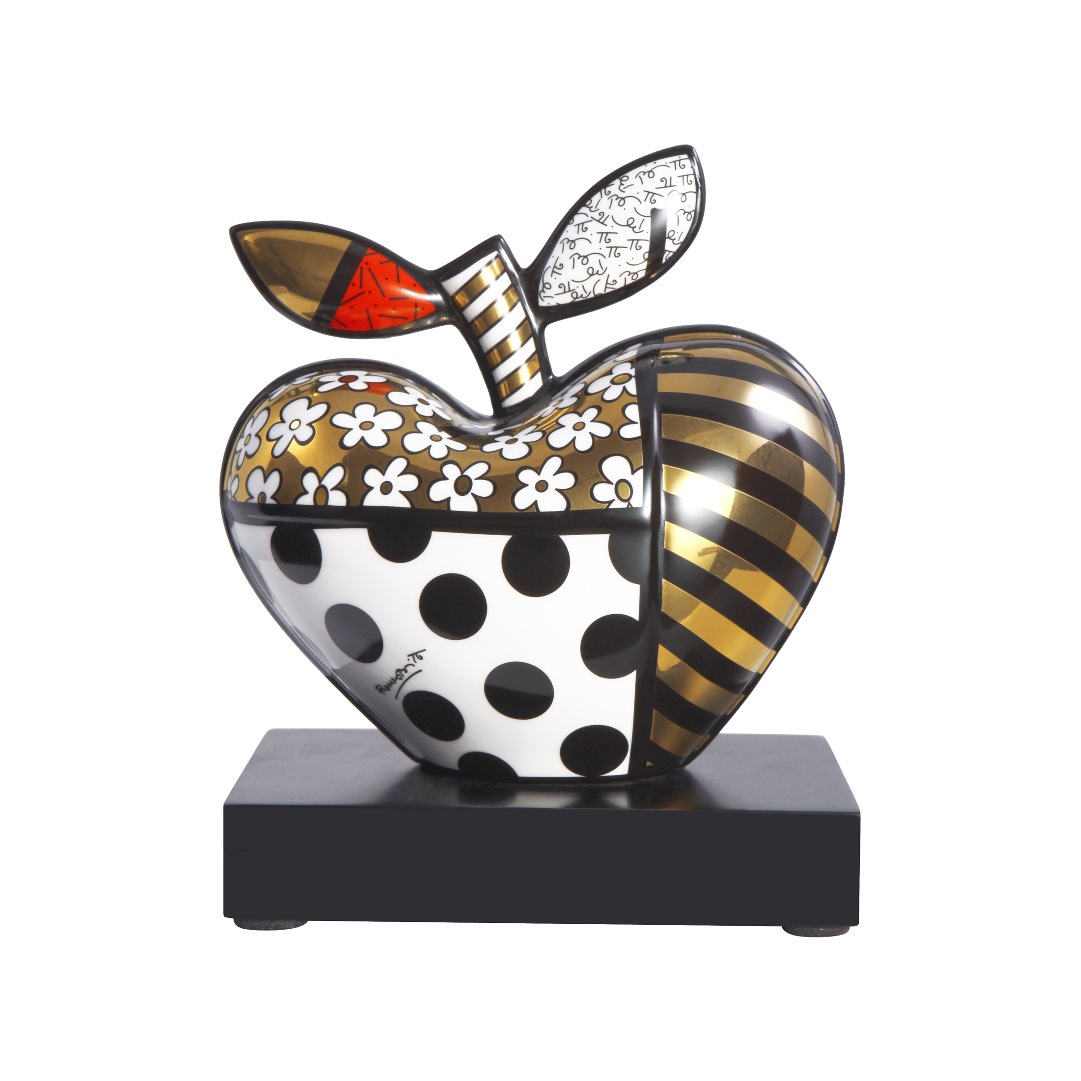 Figur Romero Britto - Golden Big Apple, Echtgoldauflage 